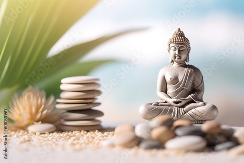 zen stones and buddha statue