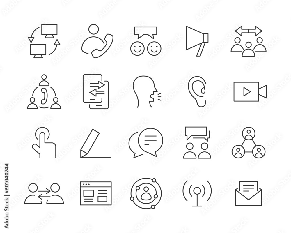Communication Icons - Vector Line. Editable Stroke. Communication Icons - Vector Line. Editable Stroke.