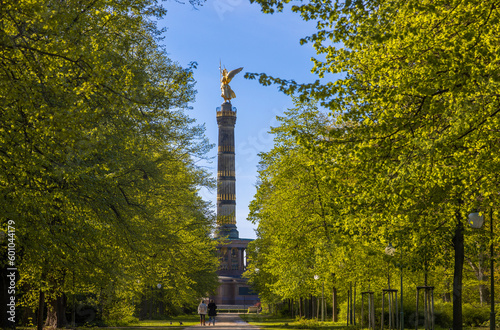 The Victory Column or Siegessaule Viewed Through Trees from The Tiergarten, Berlin, Germany photo