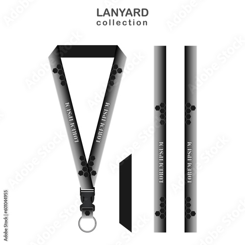 Hexagonal Gray 3D Lanyard Template Set for All Company