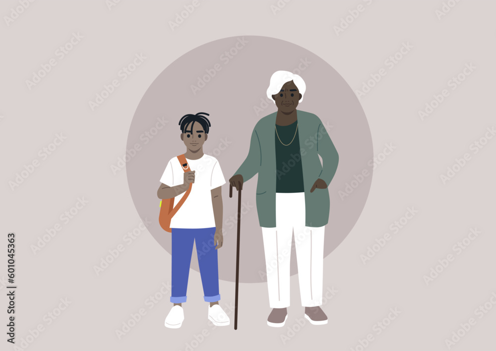 A grandmother raising a preteen grandchild, after school moments together A grandmother raising a preteen grandchild, after school moments together