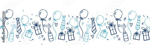 Cute Father's Day design, hand drawn doodles, gift boxes, balloons, confetti - great for banners, wallpapers, cards, image covers - vector