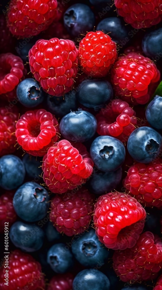 Fresh ripe berries seamless background. Top view, ai generated Fresh ripe berries seamless background. Top view, ai generated