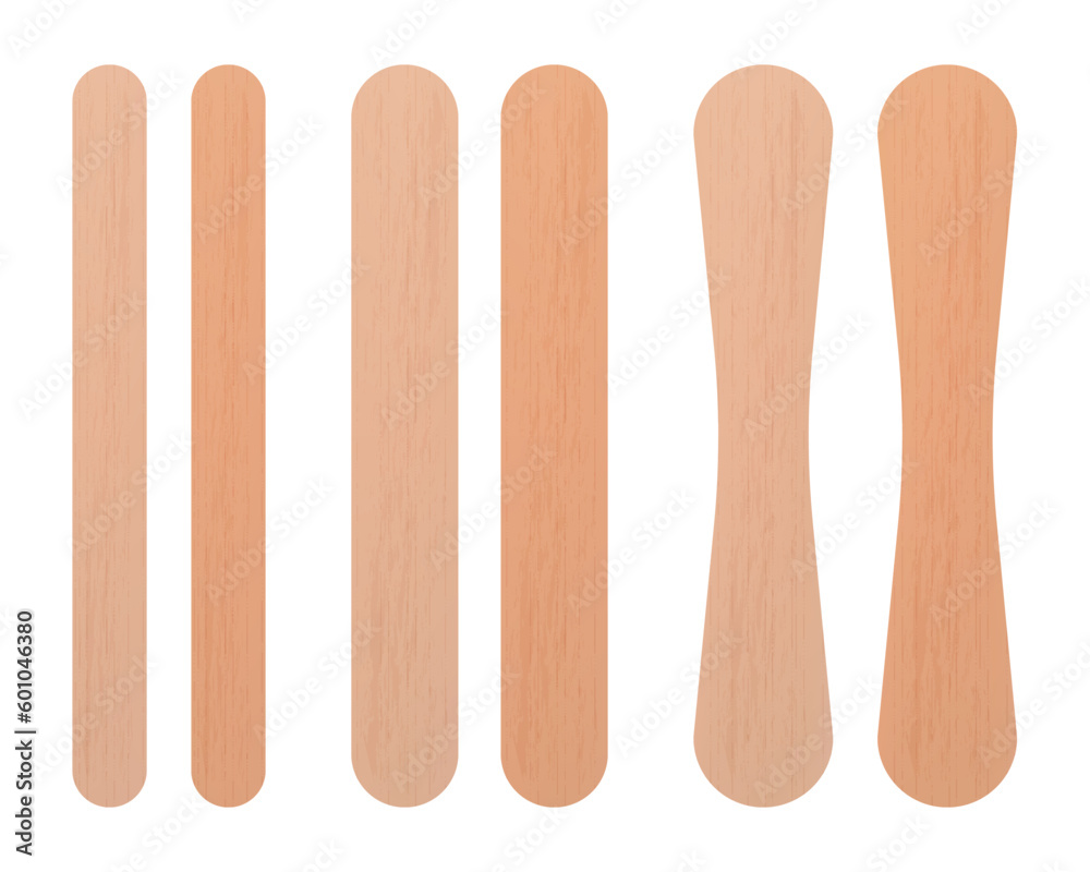 Wooden ice cream sticks isolated on white background Wooden ice cream sticks isolated on white background