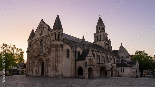 Notre Dame la Grande sunrise time lapse, Poitiers photo