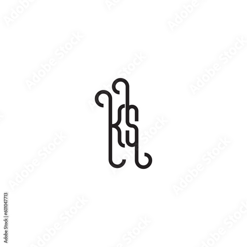 KS unique concept initial line logo design in black isolated for inspirations