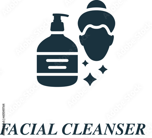 Facial cleanser icon. Monochrome simple sign from beauty and personal care collection. Facial cleanser iron icon for logo, templates, web design and infographics.