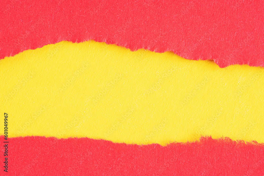 Red torn paper on yellow background. Ripped paper with space for text Red torn paper on yellow background. Ripped paper with space for text