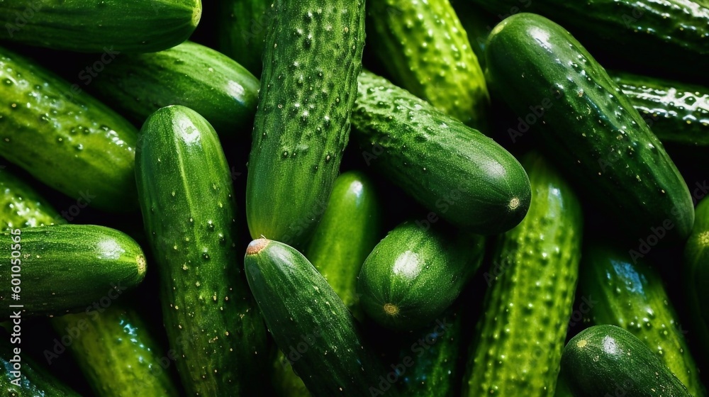 Ripe cucumbers background with ai generative Ripe cucumbers background with ai generative