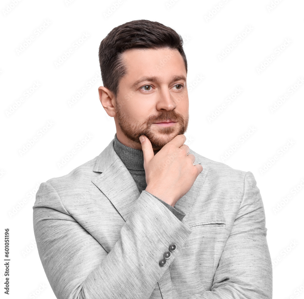 Handsome bearded businessman in suit on white background Handsome bearded businessman in suit on white background
