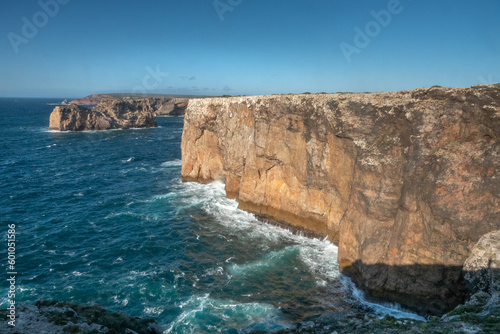 Cape St. Vincent (Cabo de São Vicente), a windswept promontory with spectucular cliffs and a historic lighthouse, Algarve, Portugal. The southwesternmost point of mainland Europe. photo