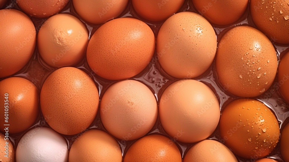 Chicken eggs seamless background, top view. AIgenerated Chicken eggs seamless background, top view. AIgenerated