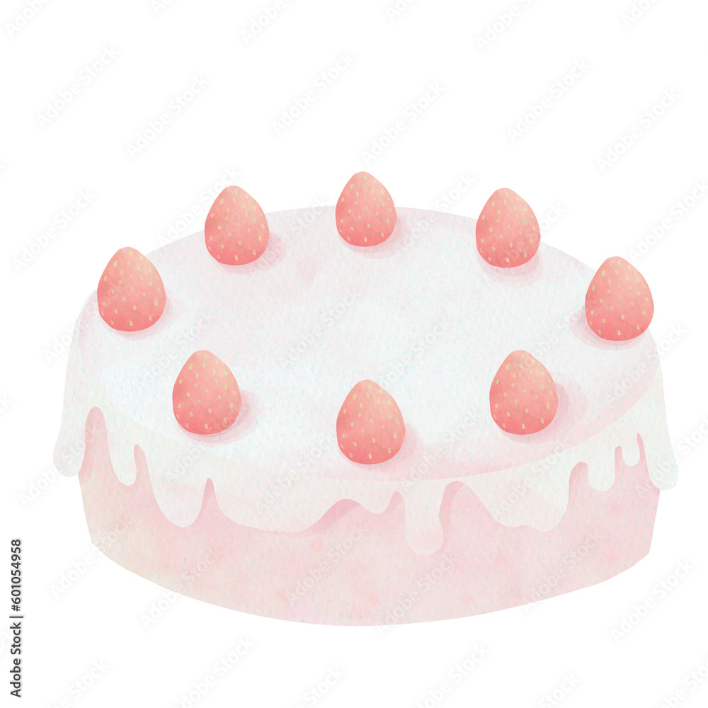Strawberry cake watercolor Strawberry cake watercolor