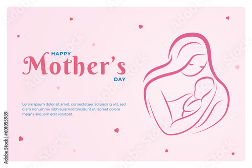 Happy Mother's Day vector greeting card style banner social media template flyer