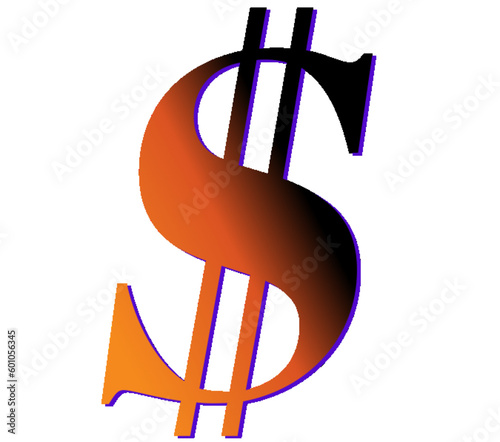 dollar symbol - $ - font - orange and black - no background - png file - ideal for website, email, presentation, advertisement, image, poster, placard, banner, postcard, ticket, logo, engravin