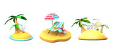 3d render summer object for banner,poster with beach elements