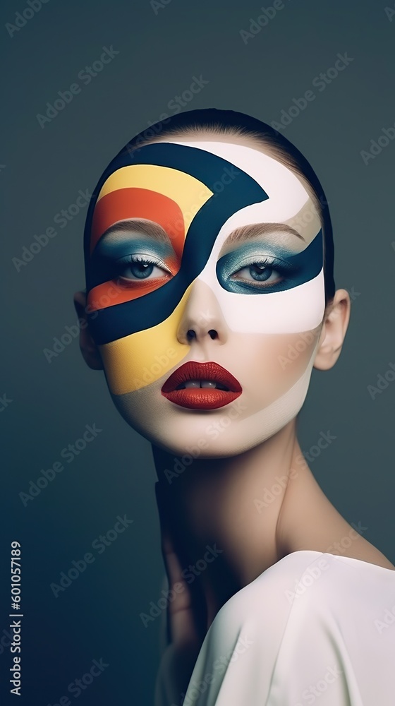 Illustration of a woman and abstract art, AI Generated Illustration of a woman and abstract art, AI Generated