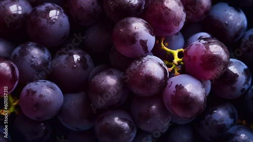 Close up grapes background with ai generative