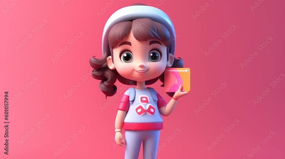 3D Cartoon Girl with Credit 3D Cartoon Girl with Credit
