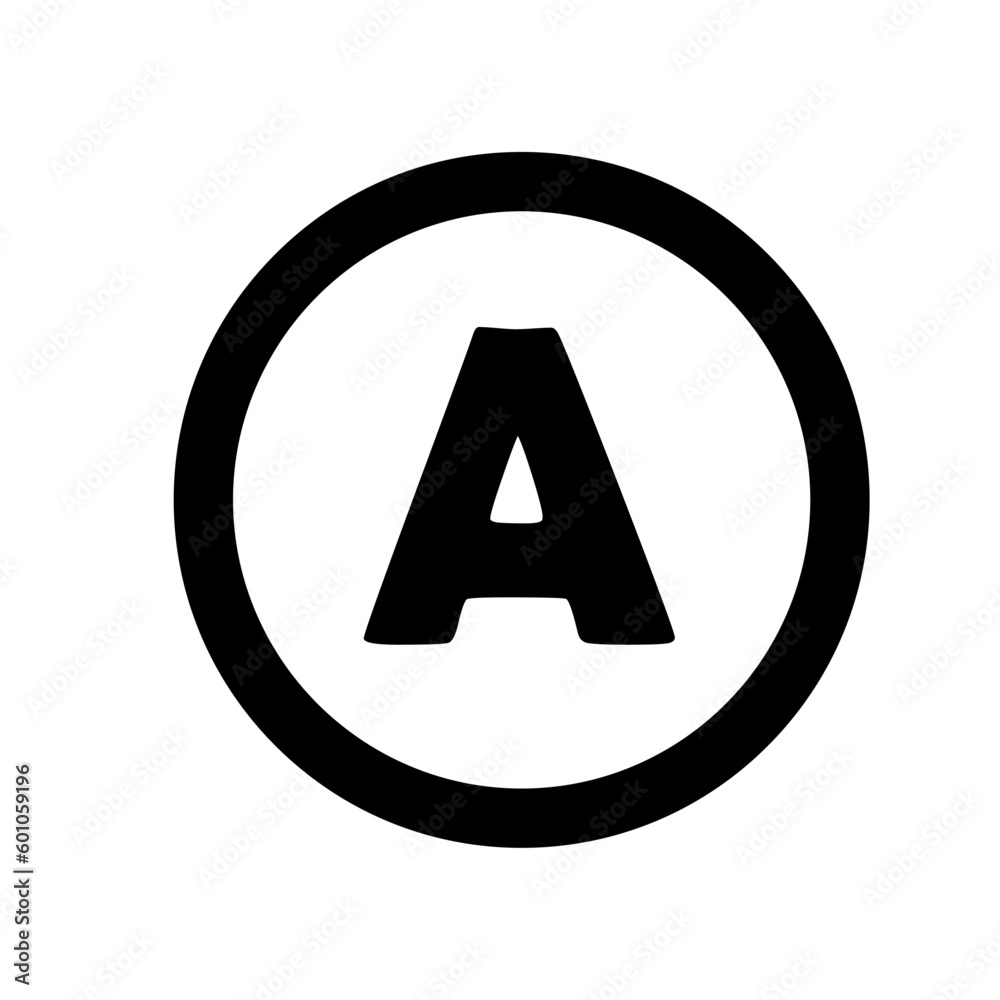 Letter A In Circle. Transparent background. Vector Illustration. Letter A In Circle. Transparent background. Vector Illustration.