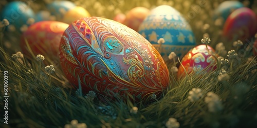 easter colorful eggs  generative AI