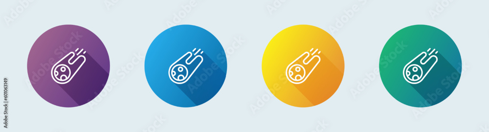 Comet line icon in flat design style. Meteorite signs vector illustration. Comet line icon in flat design style. Meteorite signs vector illustration.