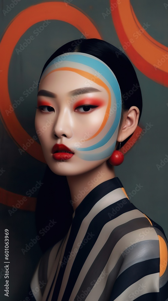 Illustration of a woman and abstract art, AI Generated Illustration of a woman and abstract art, AI Generated