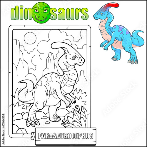 prehistoric dinosaur parasaurolophus coloring book photo