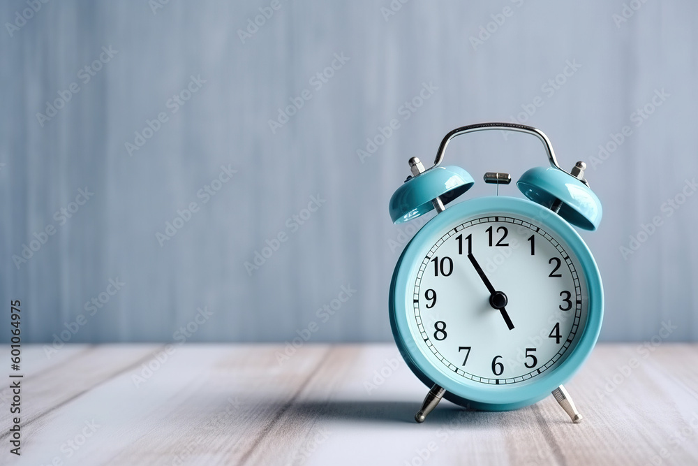 blue alarm clock with copy space. Created with Generative AI Technology blue alarm clock with copy space. Created with Generative AI Technology