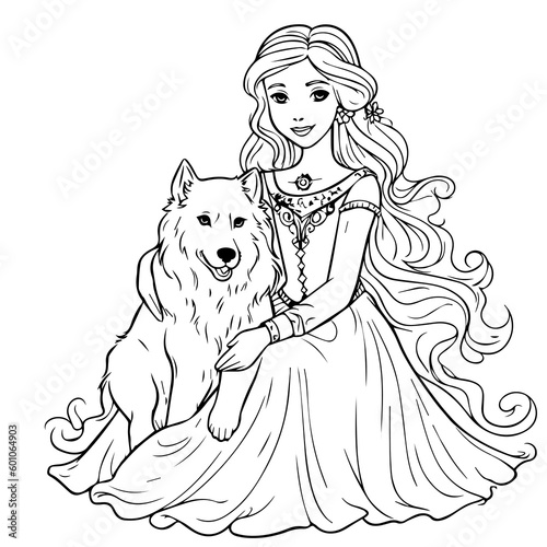 Princess coloring page illustration for your design