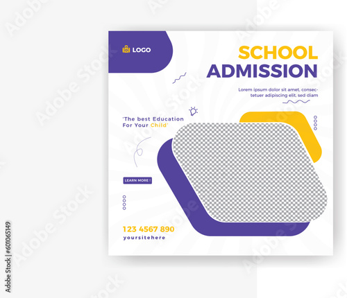 School admission social media post banner template design