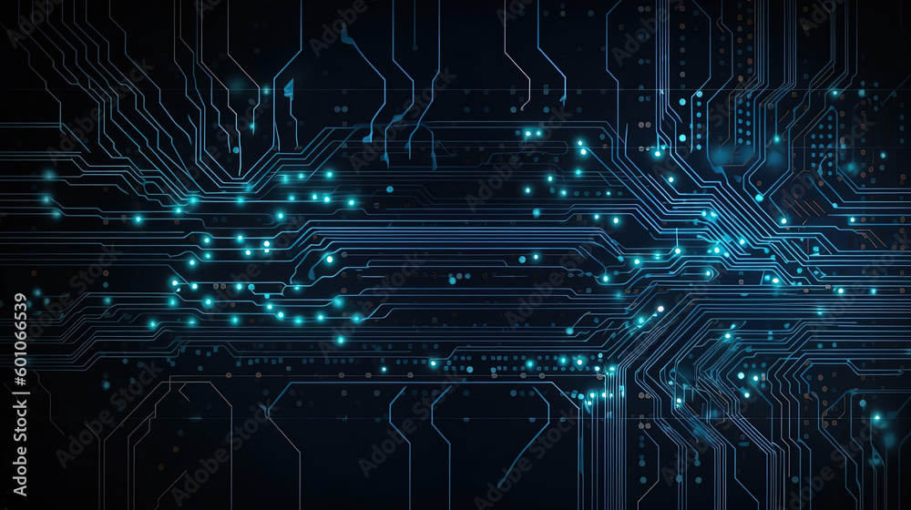 Abstract technology circuit board illustration. Generative AI.