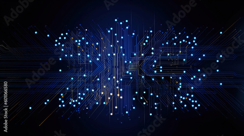 Abstract technology circuit board illustration. Generative AI.