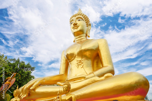 The Golden Big Buddha with blue sky in Pattaya  Thailand in a summer day