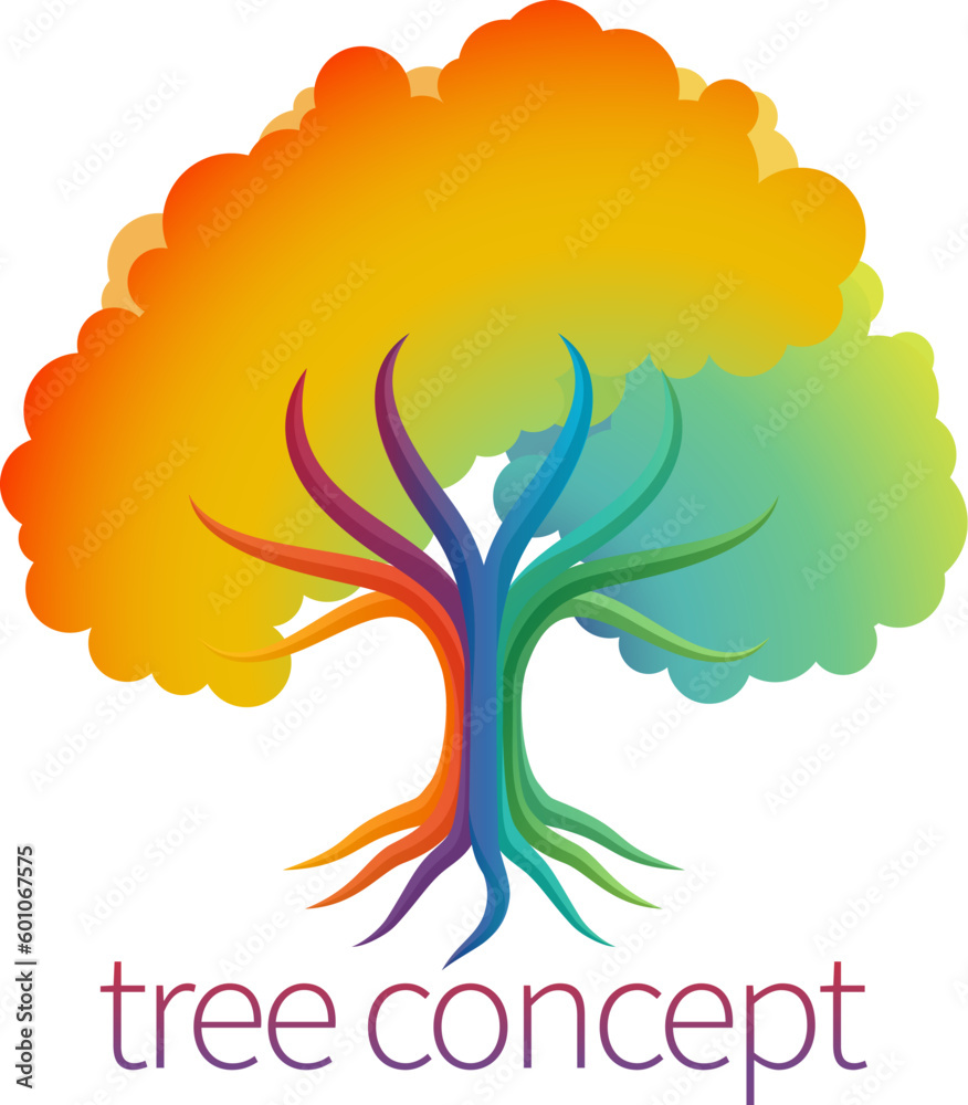 A rainbow tree abstract stylised mutli color concept design icon A rainbow tree abstract stylised mutli color concept design icon