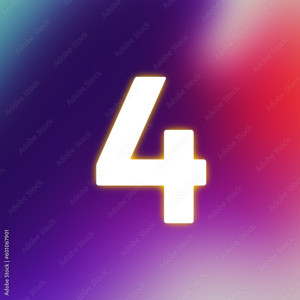 Fototapeta premium set of white numbers on multicolored background, 3d rendering, four