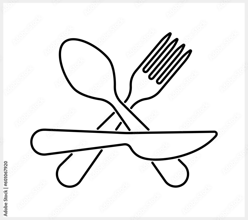 Sketch fork spoon knife icon isolated Food clipart Vector stock illustration EPS 10 Sketch fork spoon knife icon isolated Food clipart Vector stock illustration EPS 10