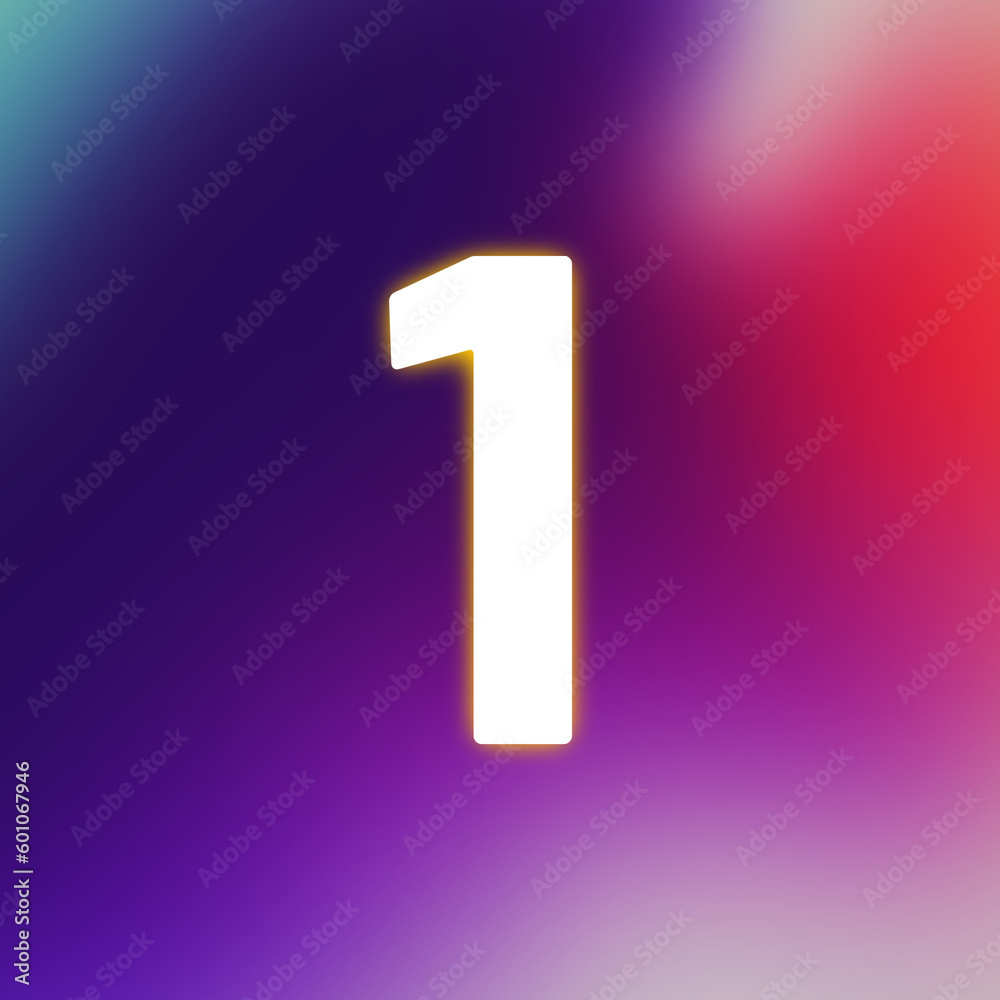 set of white numbers on multicolored background, 3d rendering, one set of white numbers on multicolored background, 3d rendering, one