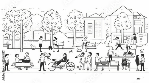 Wallpaper Mural Vector doodle of people doing different activities Torontodigital.ca