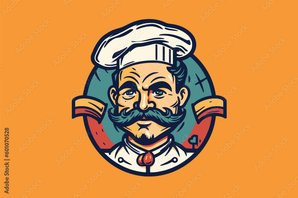 cook mascot logo vector illustration 