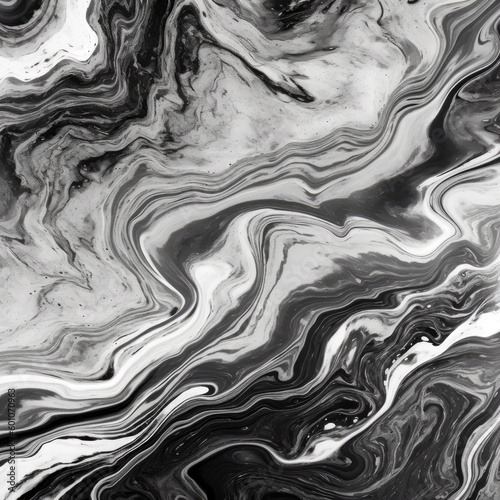 Marbled black and white pattern. Abstract monochrome background