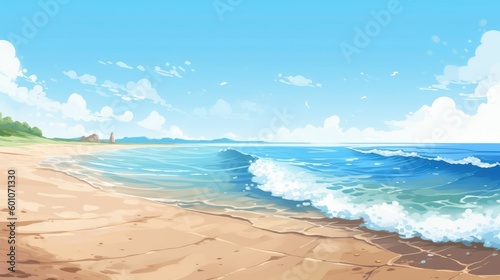 Illustration of a beautiful seashore covered in sand