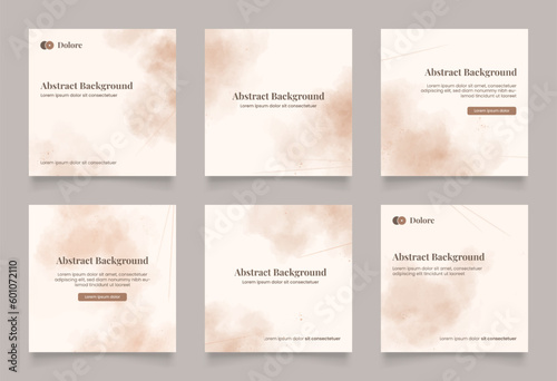 abstract watercolor background design for social media insta story feed post. brown beige red scribble shape hand drawn object. copy space for text. instagram square flyer banner