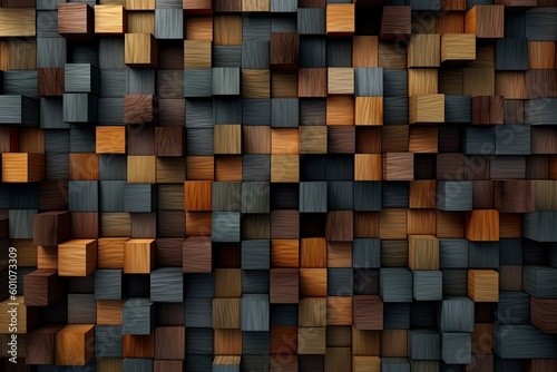 A very realistic set of 3d wooden blocks of wood. Generative AI