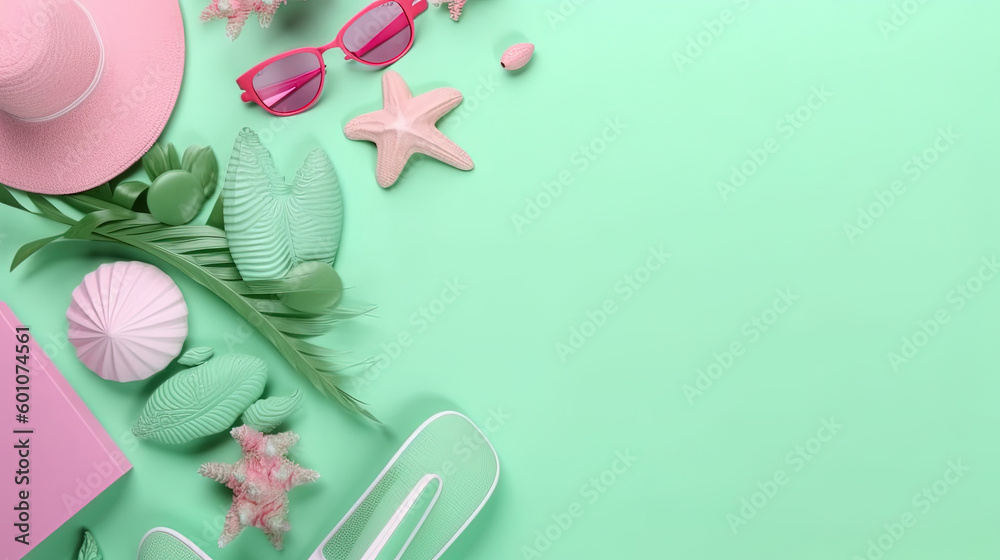 Summer element with copy space. Generative AI. Summer element with copy space. Generative AI.