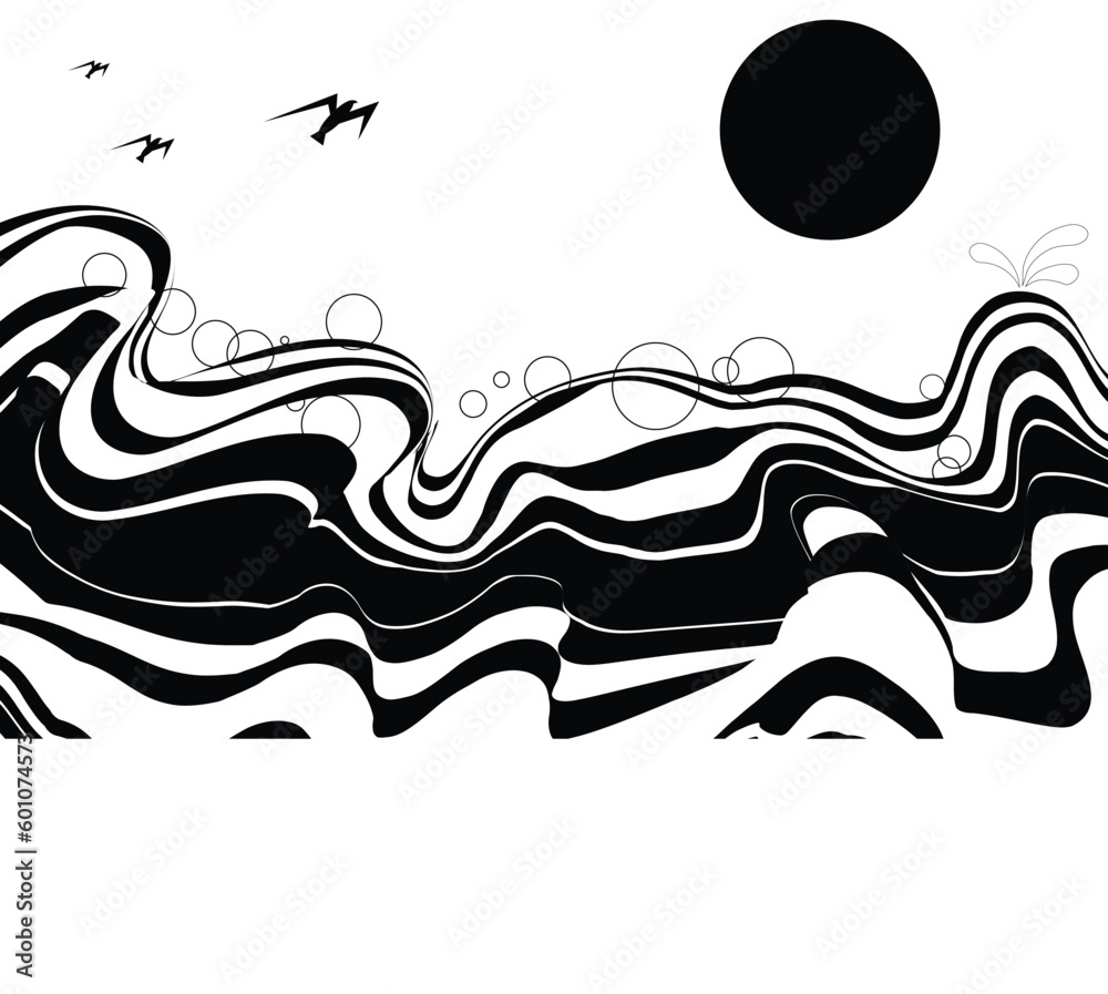 Obraz premium Black Sun and Sea