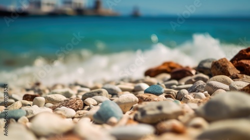 Out of focus seashore with sea in the background