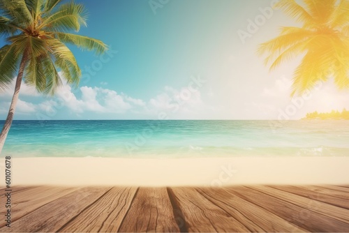 seascape with wooden background -Ai