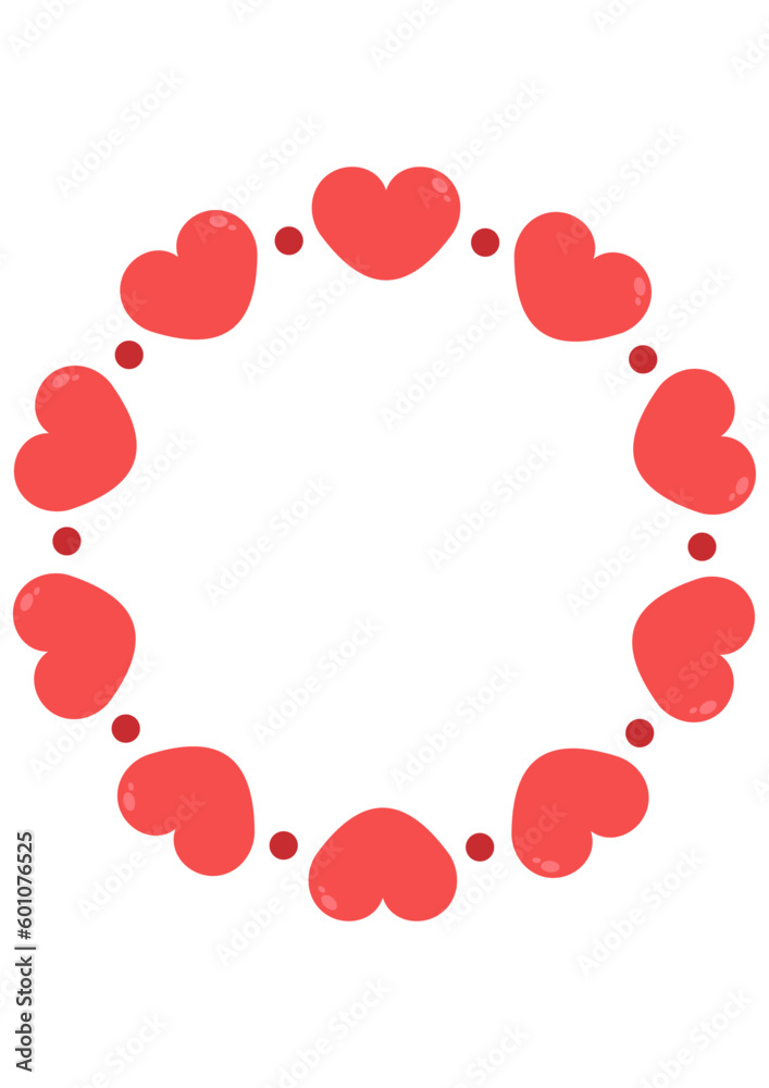 Round empty frame with red hearts