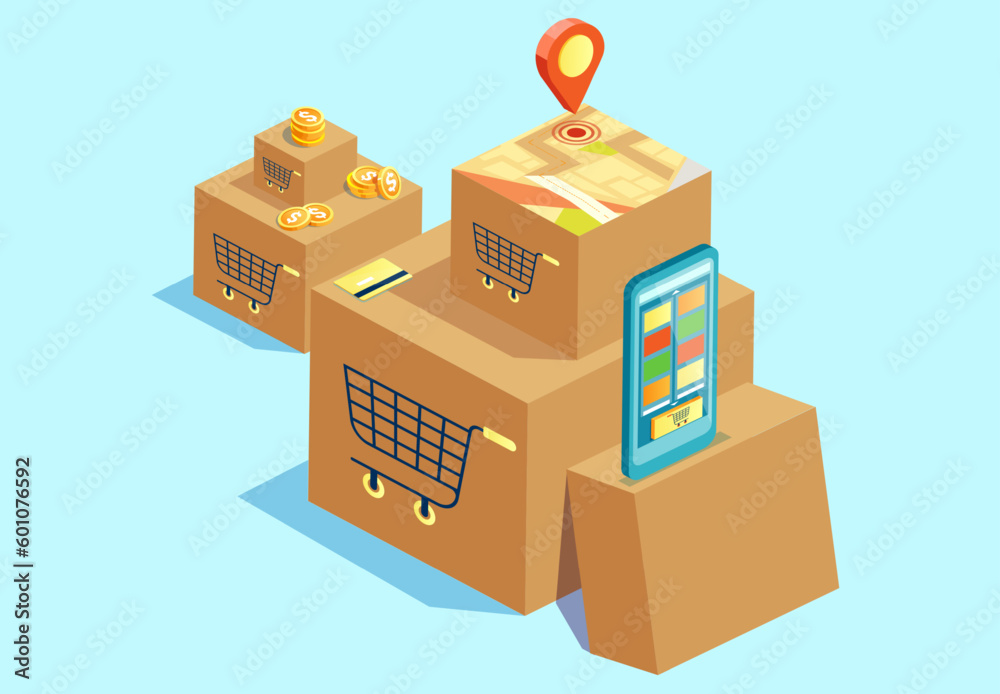 Obraz premium Online shopping via mobile app